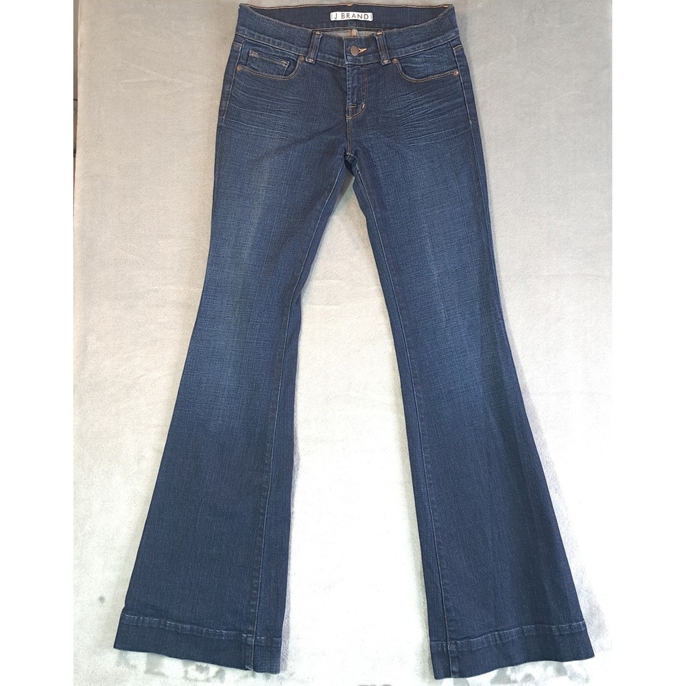 J Brand Flare Leg Lovestory Jeans Women's Size 28 Dark Denim Low Rise Blue Boot‎